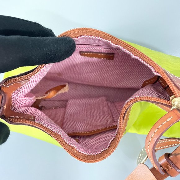 Dooney & Burke Green Nylon Brown Leather Trim/Strap Hobo Shoulder Bag - Picture 11 of 15